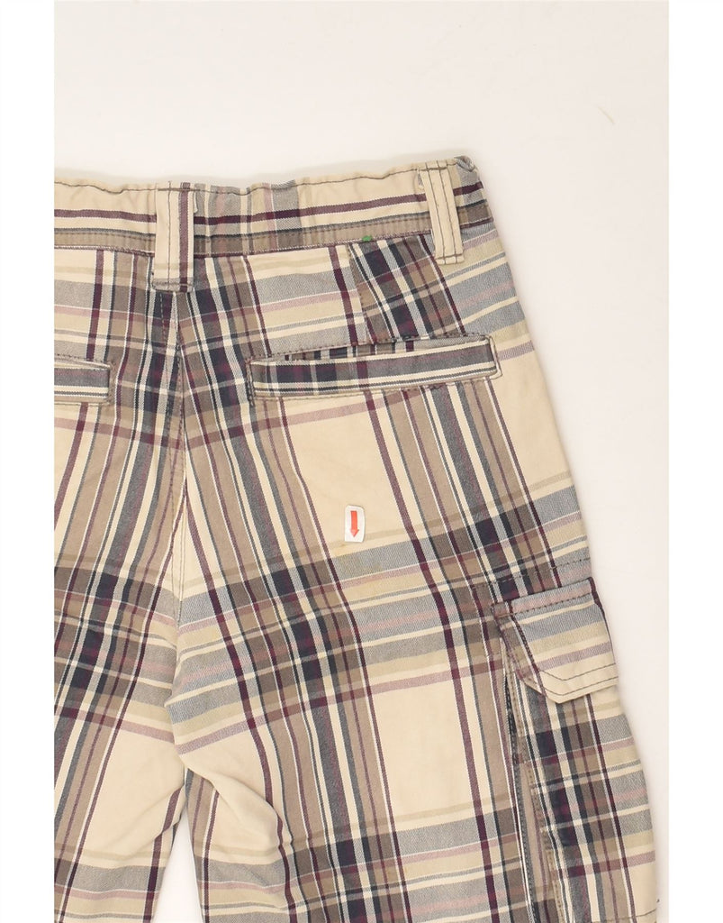 BENETTON Boys Cargo Shorts 7-8 Years W24  Beige Check Cotton | Vintage Benetton | Thrift | Second-Hand Benetton | Used Clothing | Messina Hembry 