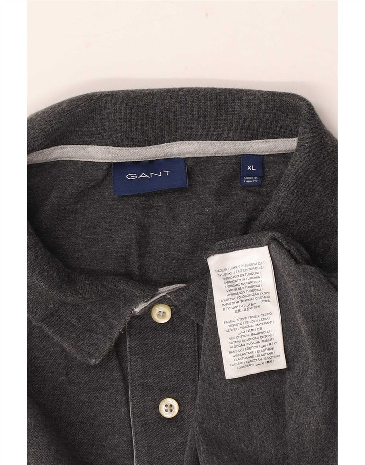 Gant Mens Long Sleeve Polo Shirt XL Grey Cotton