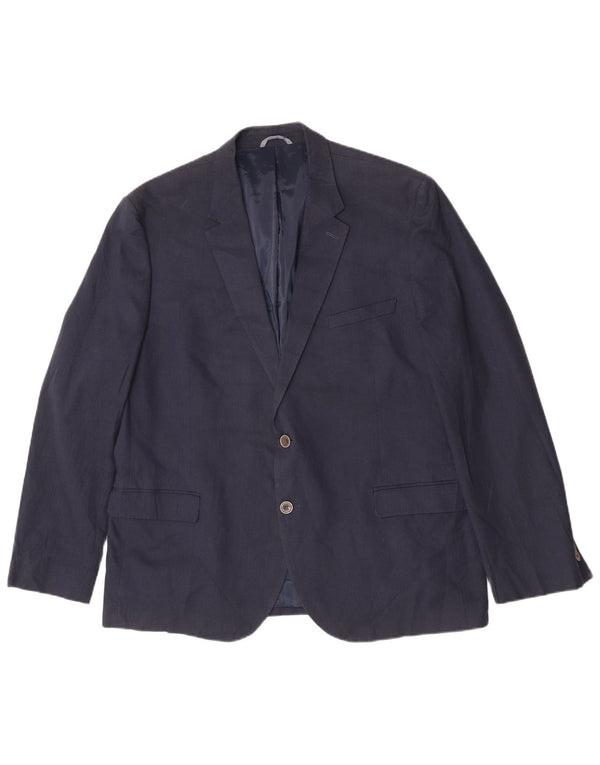 Marks & Spencer Mens 2 Button Blazer Jacket UK 48 4XL Navy Blue Cotton