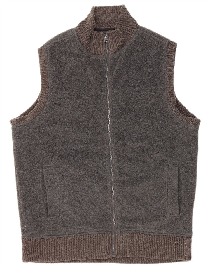 JAMES PRINGLE Mens Fleece Gilet UK 38 Medium Grey Polyester