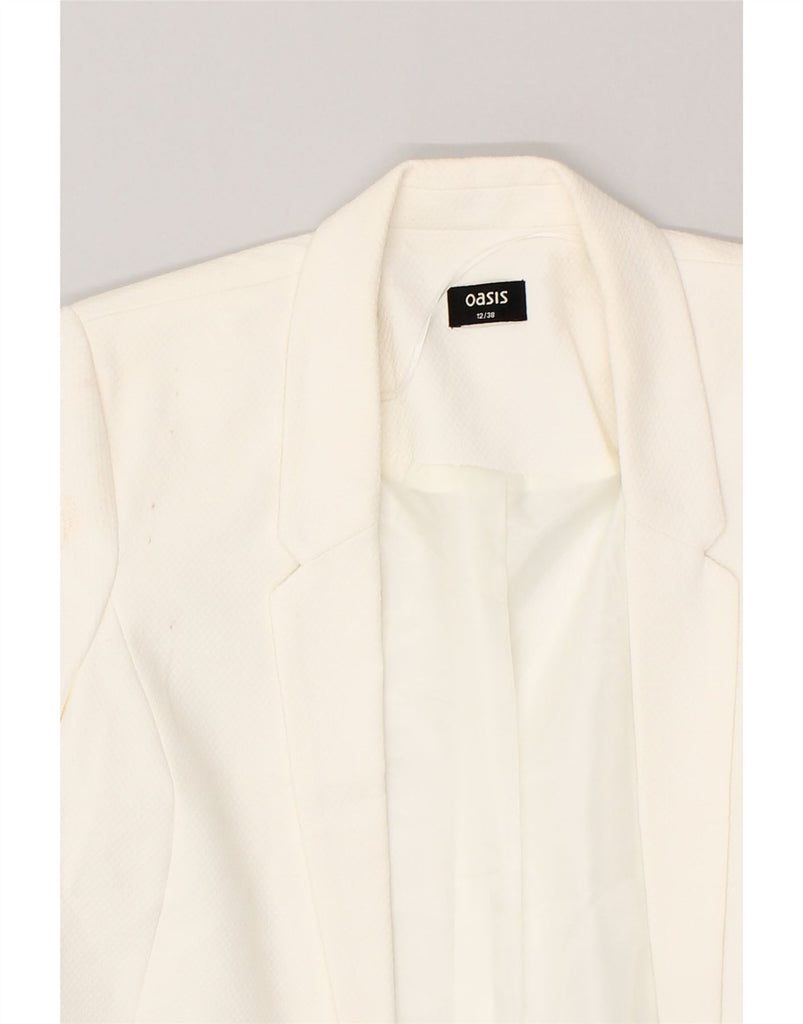 OASIS Womens Blazer Jacket UK 12 Medium Off White Polyester | Vintage Oasis | Thrift | Second-Hand Oasis | Used Clothing | Messina Hembry 