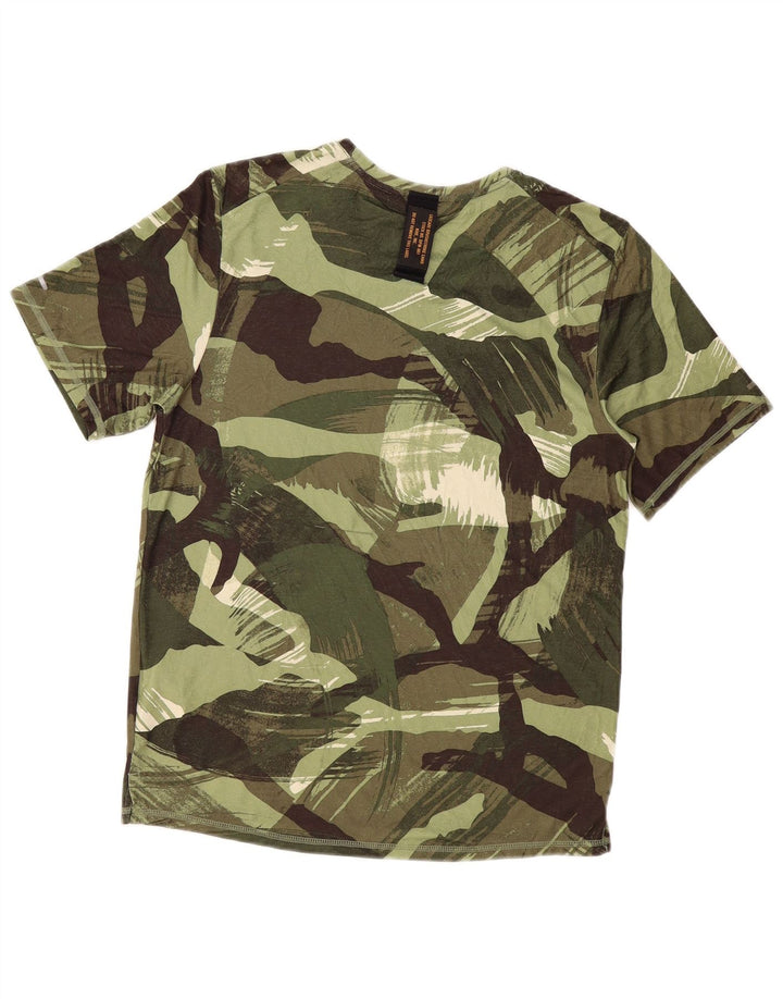 Nike Mens Dri Fit T-Shirt Top Small Khaki Geometric Polyester
