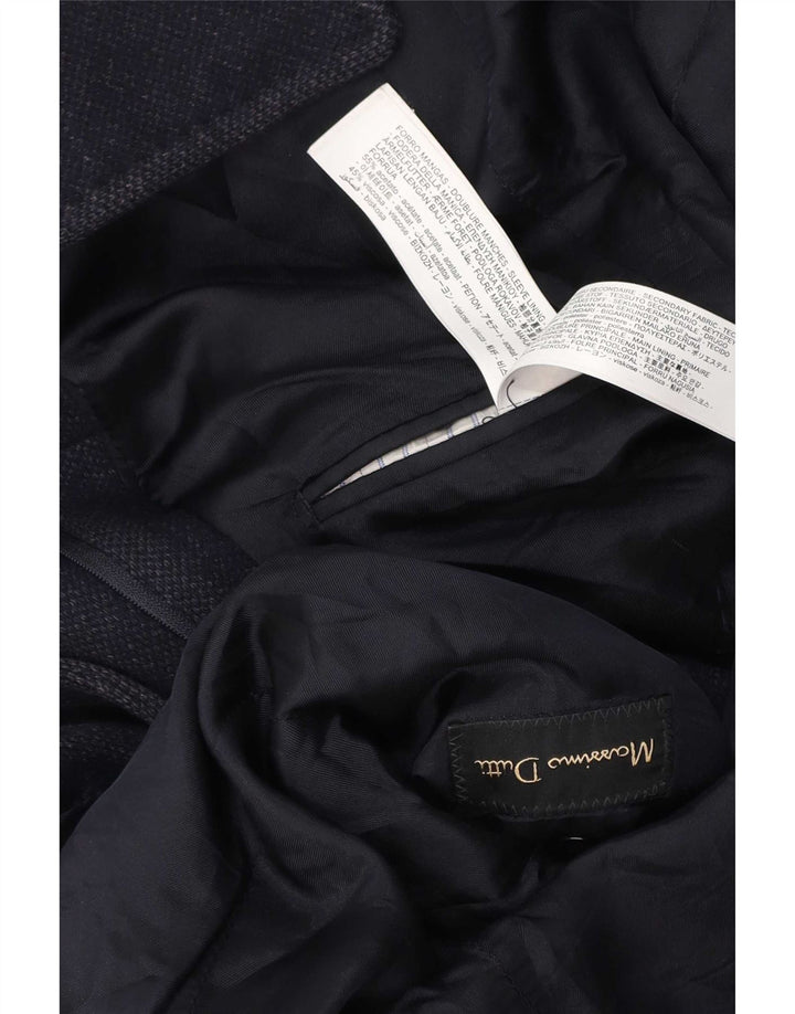 Massimo Dutti Mens Overcoat UK 38 Medium Navy Blue Acrylic
