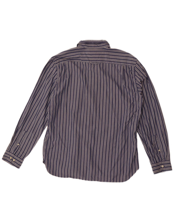Gant Mens Fitted Shirt XL Navy Blue Pinstripe Cotton