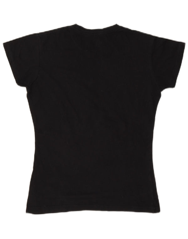 Hard Rock Cafe Womens Amsterdam Graphic T-Shirt Top UK 6 XS Black Cotton