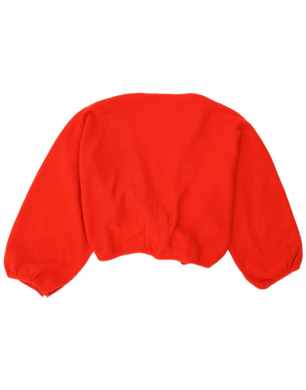 Vintage Womens Bolero Jumper UK 12 Medium Red Floral Lambswool