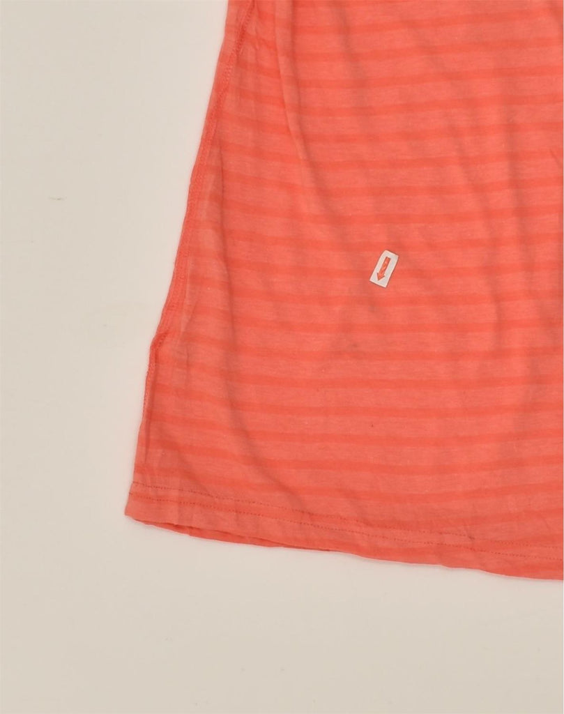 ADIDAS Womens T-Shirt Top UK 8 Small Orange Striped Polyester | Vintage Adidas | Thrift | Second-Hand Adidas | Used Clothing | Messina Hembry 