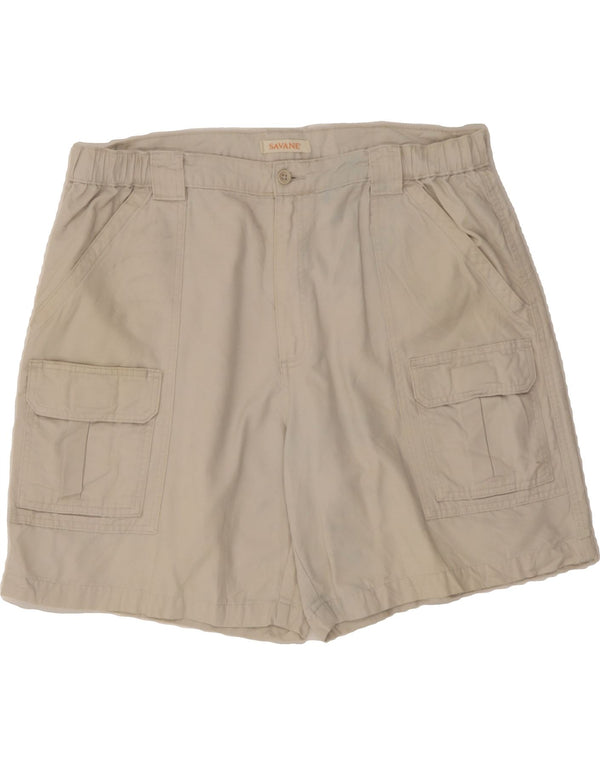 SAVANE Mens Cargo Shorts W40 XL Off White Cotton