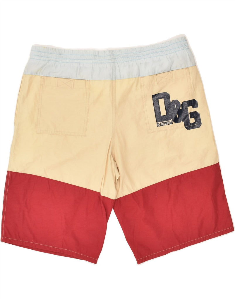 DOLCE & GABBANA Mens Graphic Sport Shorts Medium Beige Colourblock Nylon | Vintage Dolce & Gabbana | Thrift | Second-Hand Dolce & Gabbana | Used Clothing | Messina Hembry 