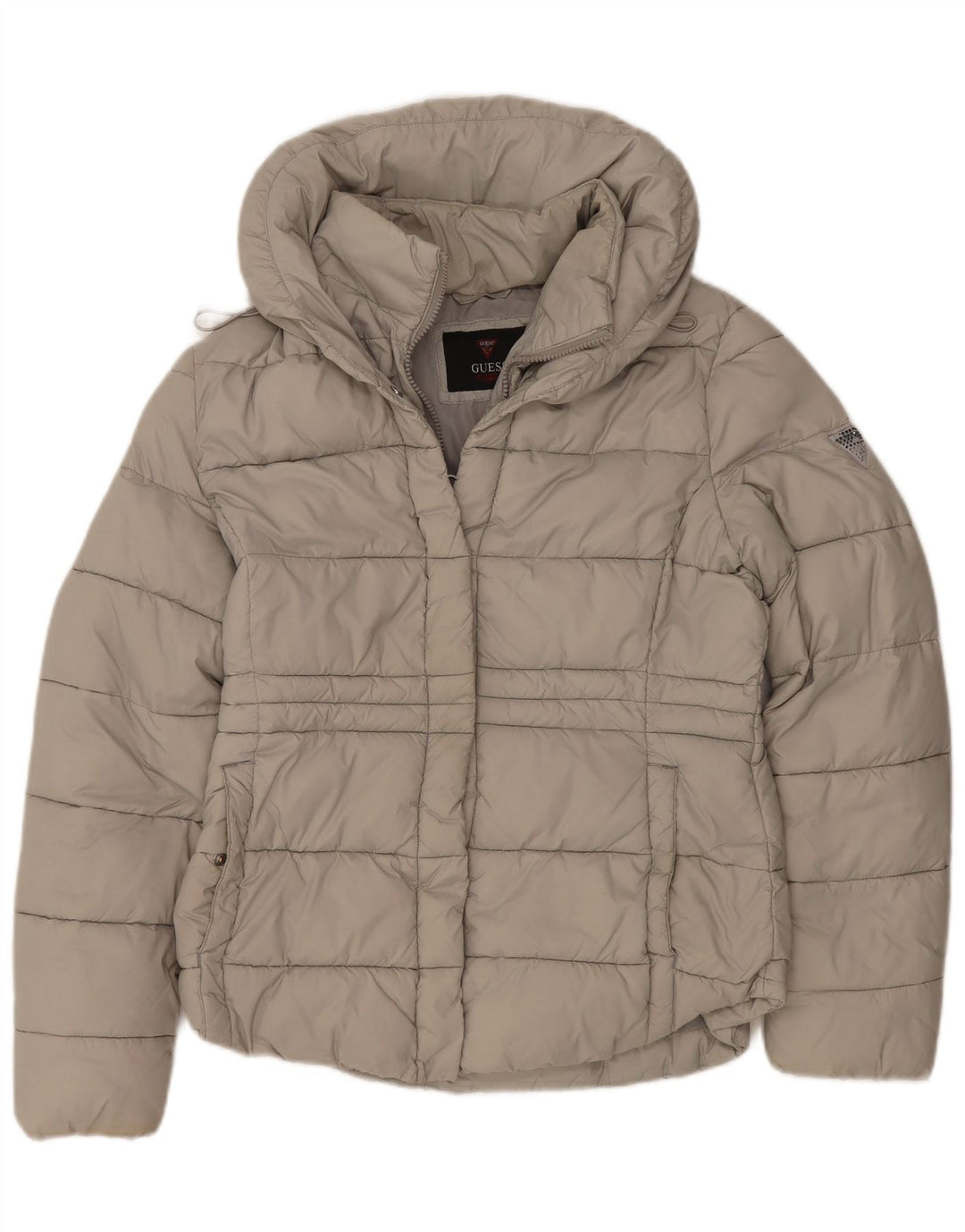 GUESS Womens Padded Jacket UK 16 Large Beige Polyester