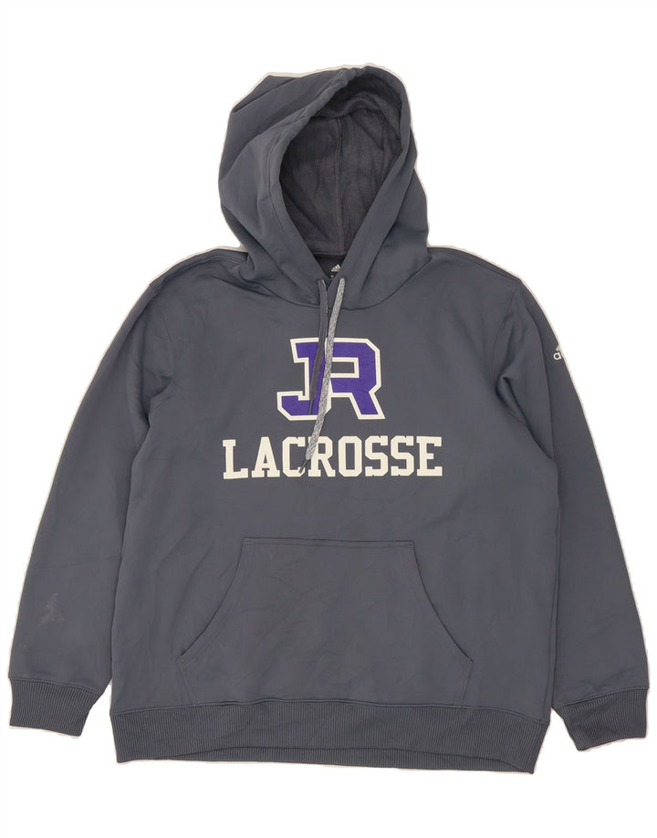 ADIDAS Mens Ravens Lacrosse Graphic Hoodie Jumper XL Grey Polyester Vintage Adidas and Second-Hand Adidas from Messina Hembry 