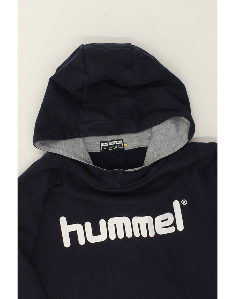 HUMMEL Boys Graphic Hoodie Jumper 7-8 Years Navy Blue Cotton | Vintage Hummel | Thrift | Second-Hand Hummel | Used Clothing | Messina Hembry 