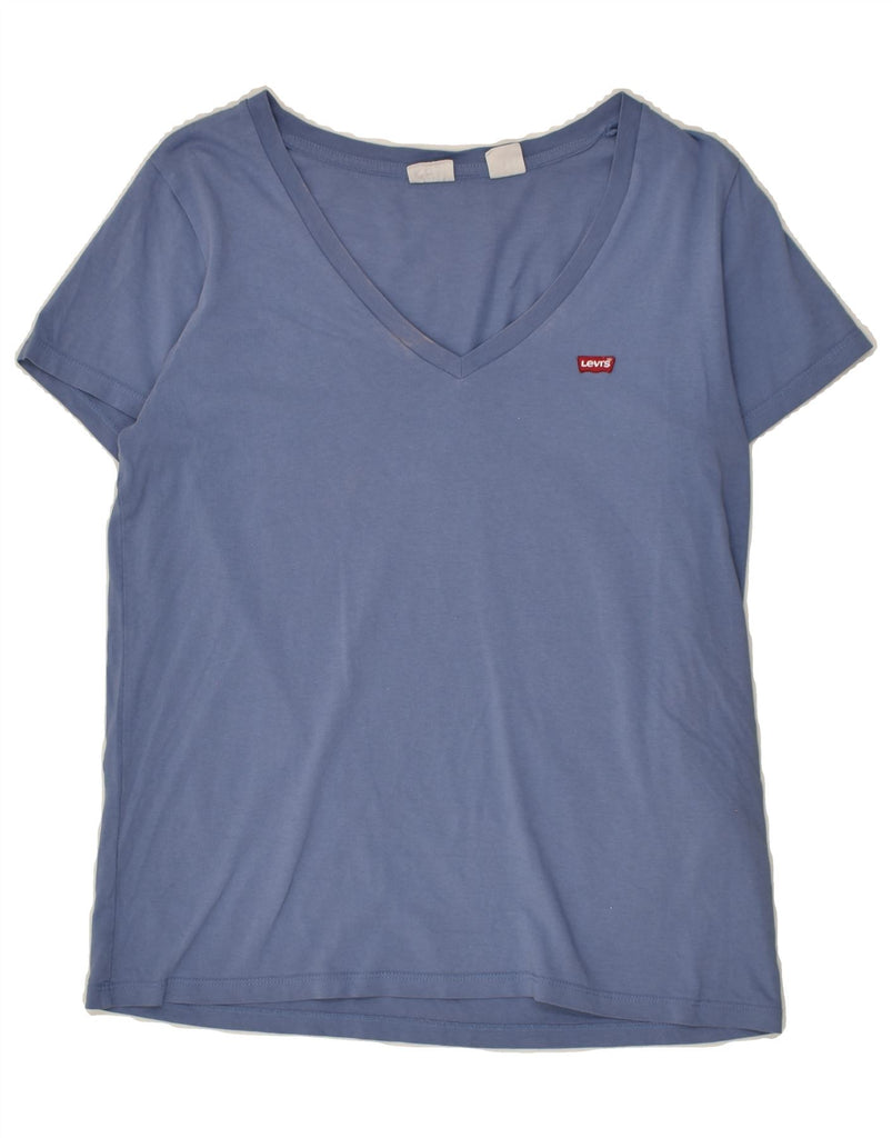 LEVI'S Womens T-Shirt Top UK 14 Medium Blue Cotton | Vintage Levi's | Thrift | Second-Hand Levi's | Used Clothing | Messina Hembry 