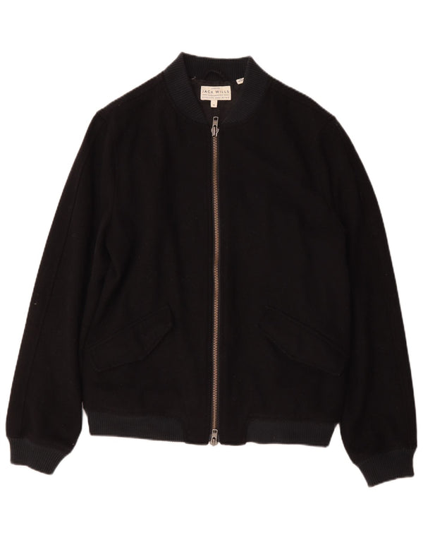 Jack Wills Mens Bomber Jacket UK 38 Medium Navy Blue Wool