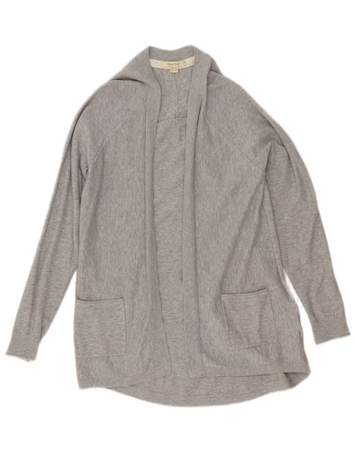 White Stuff Womens Open Cardigan Sweater UK 10 Small Grey Cotton
