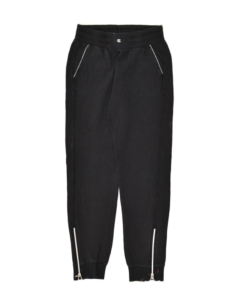 CHAMPION Womens Tracksuit Trousers Joggers UK 12 Medium Black Cotton | Vintage Champion | Thrift | Second-Hand Champion | Used Clothing | Messina Hembry 