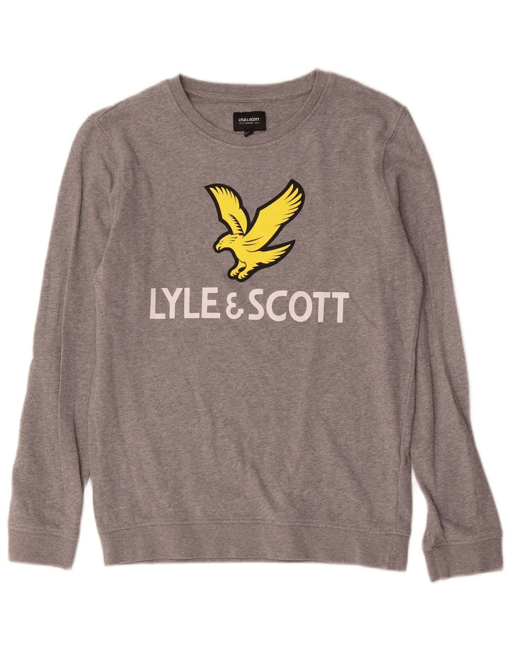 Lyle & Scott Boys Graphic Sweatshirt Jumper 12-13 Years Grey Flecked