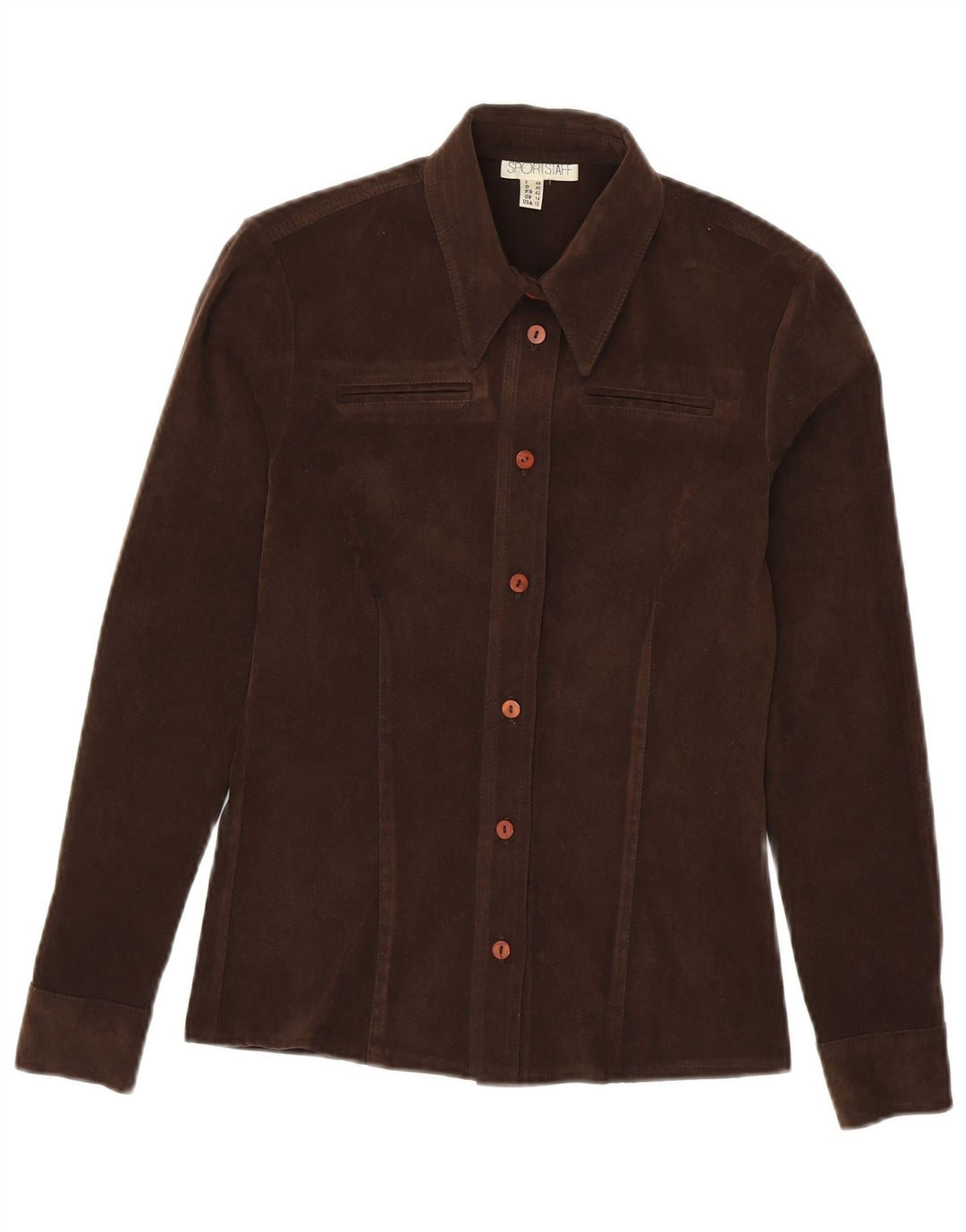 Sportstaff Womens Velvet Shirt UK 14 Medium Brown Polyester