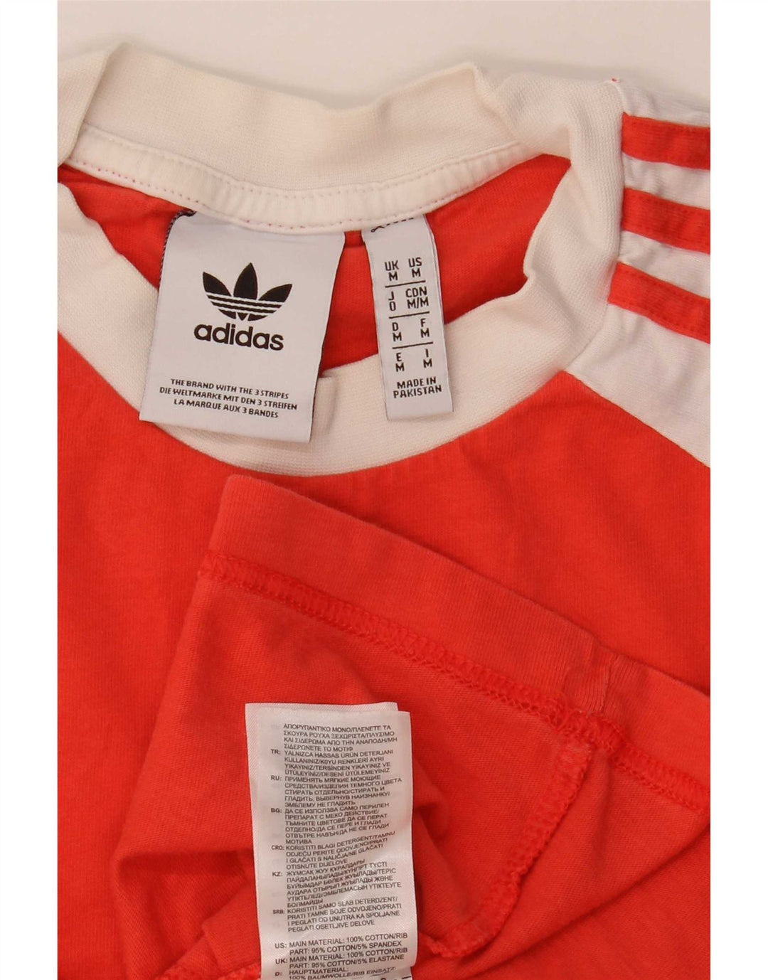 Adidas Mens Top Long Sleeve Medium Orange Colourblock Cotton