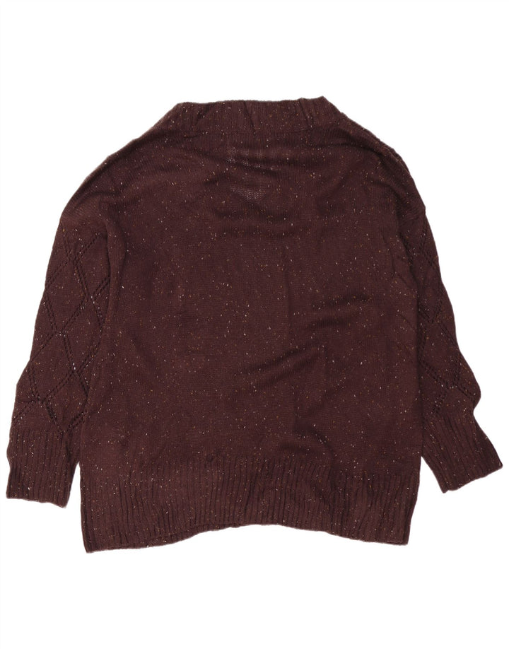 LEE Womens Oversized V-Neck Jumper Sweater UK 20 2XL Brown Flecked Wool