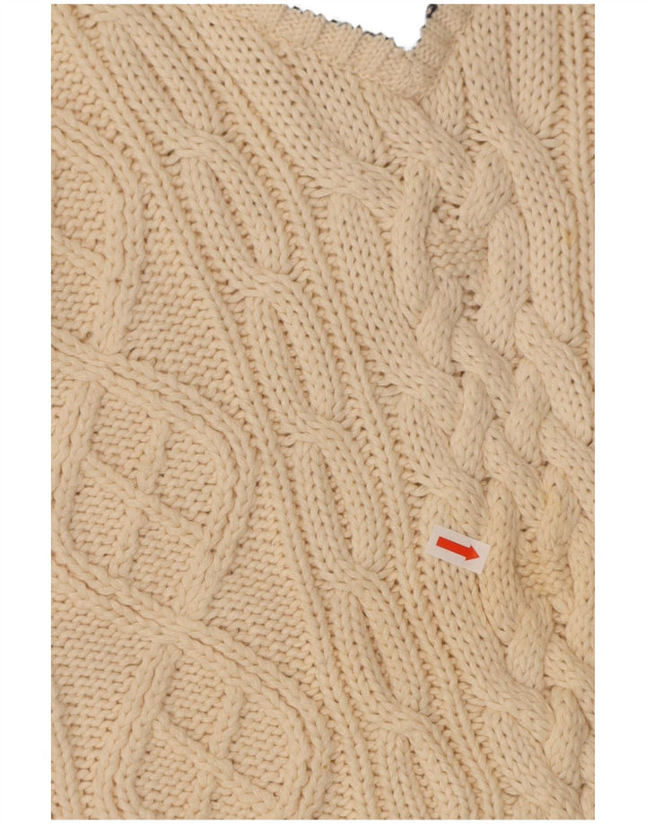 COTTON REPUBLIC Mens V-Neck Jumper Sweater Medium Beige Cotton