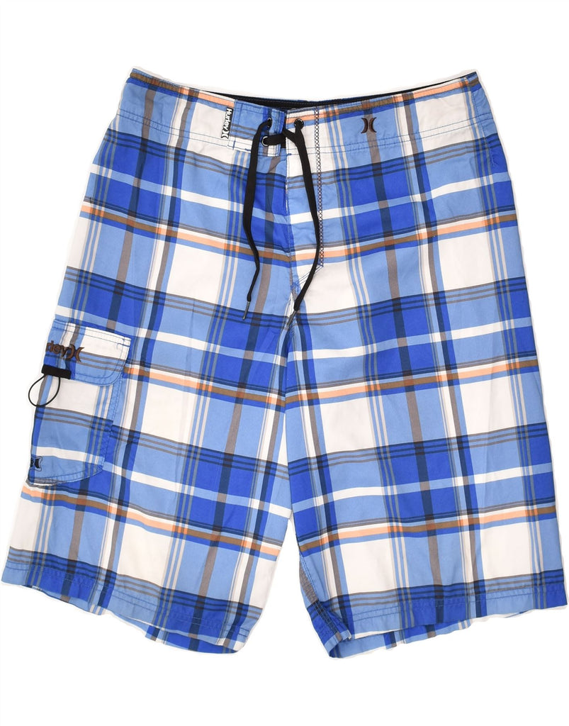 HURLEY Mens Swimming Shorts Medium Blue Check Polyester | Vintage Hurley | Thrift | Second-Hand Hurley | Used Clothing | Messina Hembry 