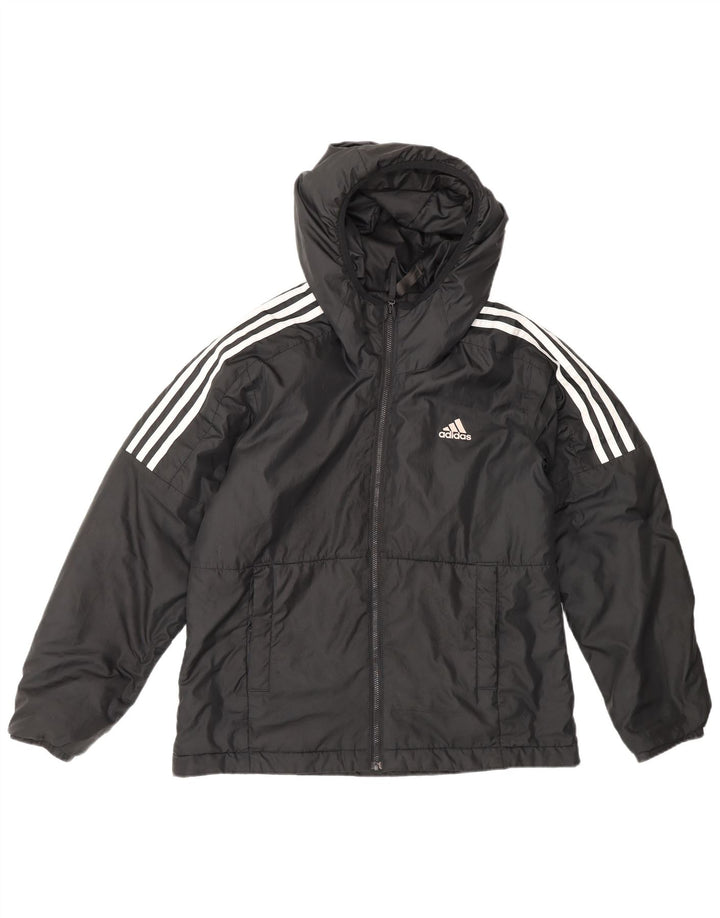 Adidas Womens Hooded Padded Jacket UK 12/14 Medium Black Polyester