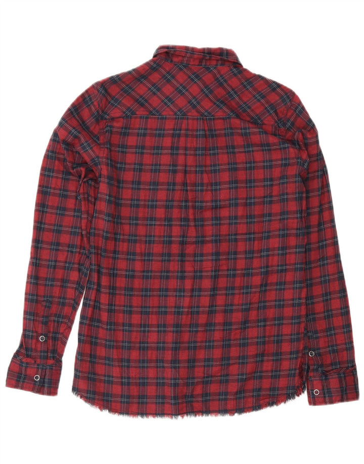 Eddie Bauer Womens Oversized Shirt UK 6 XS Red Check Cotton