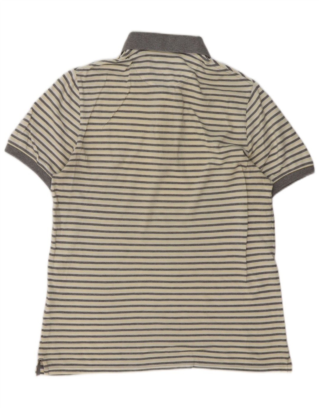 Lyle & Scott Mens Polo Shirt Medium Off White Striped Cotton