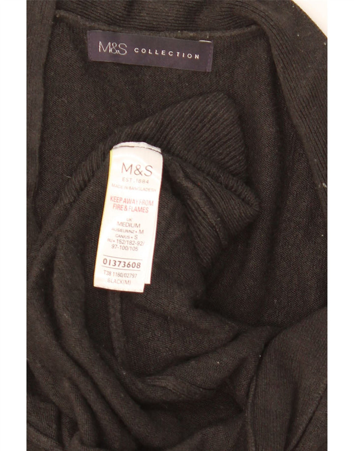 Marks & Spencer Womens Open Cardigan Sweater UK 14 Medium Black Acrylic