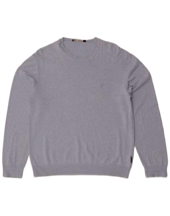 French Connection Mens Crew Neck Jumper Sweater Large Blue Cotton