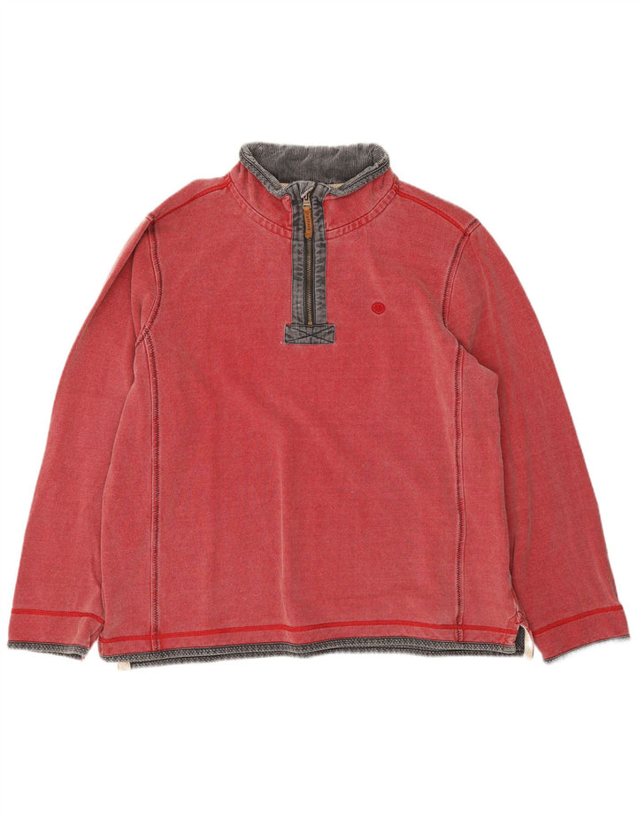 Fat Face Mens Zip Neck Sweatshirt Jumper XL Red Cotton