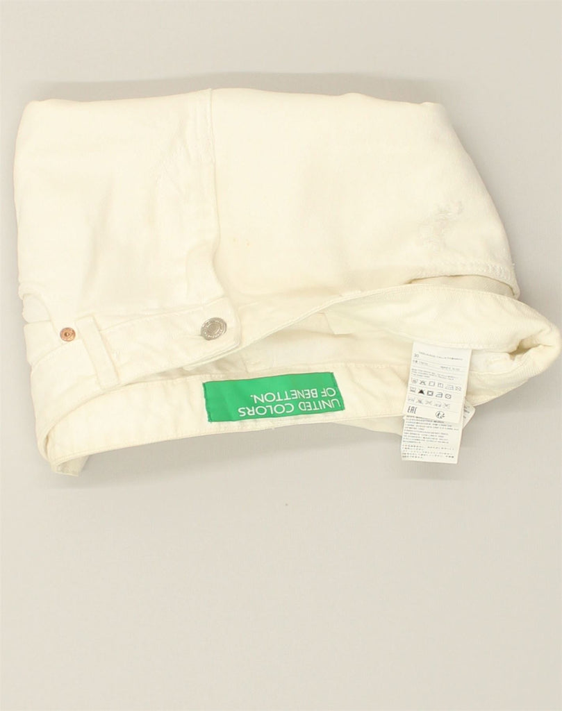 BENETTON Womens Straight Jeans W30 L26 White Cotton | Vintage Benetton | Thrift | Second-Hand Benetton | Used Clothing | Messina Hembry 