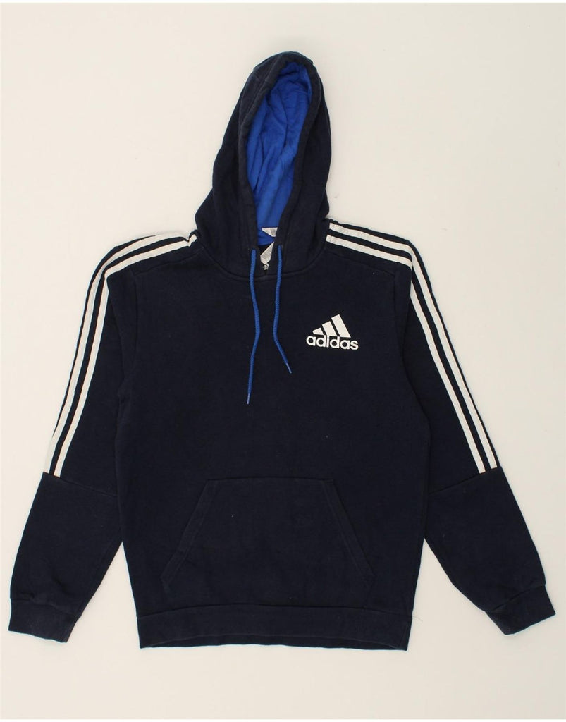 ADIDAS Mens Graphic Hoodie Jumper Small Navy Blue Cotton | Vintage Adidas | Thrift | Second-Hand Adidas | Used Clothing | Messina Hembry 