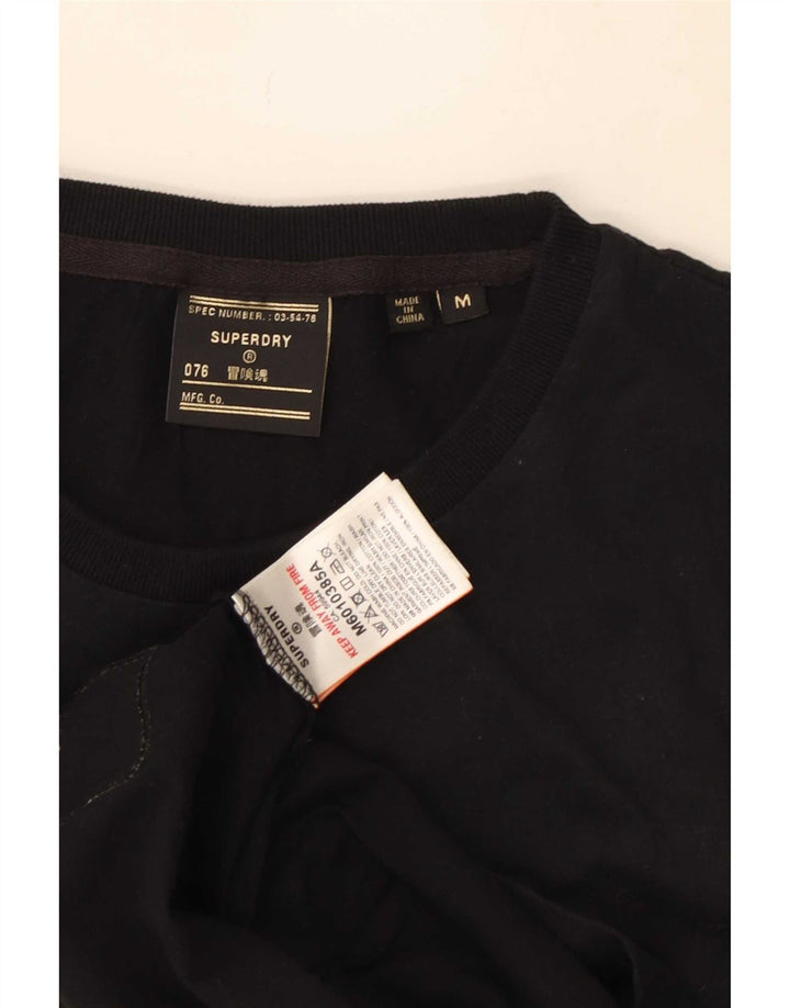 Superdry Mens Graphic Top Long Sleeve Medium Black Cotton