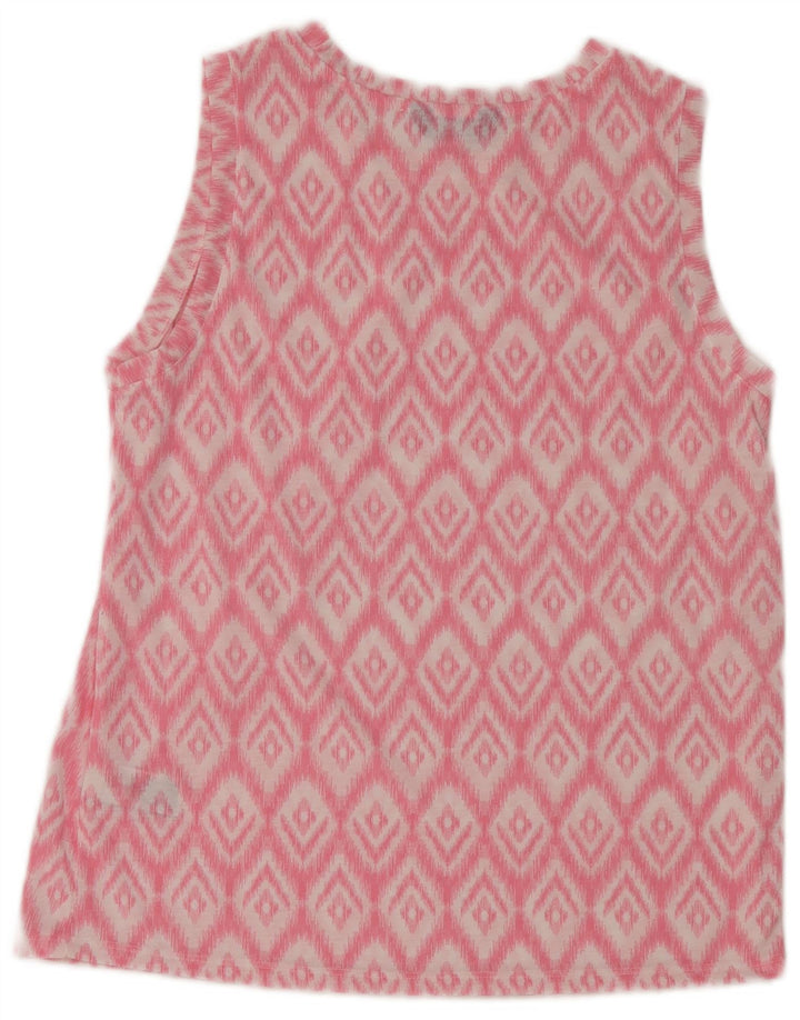 Marks & Spencer Womens Sleeveless Blouse Top UK 8 Small Pink Ikat Polyester