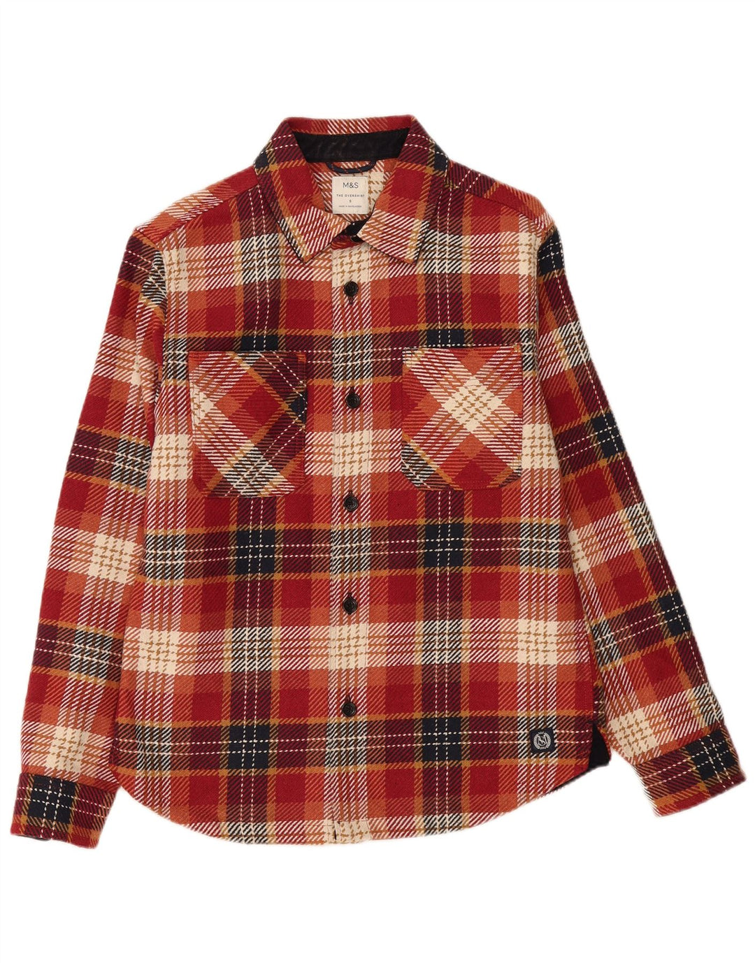 Marks & Spencer Mens Overshirt Shirt Small Red Check Polyester