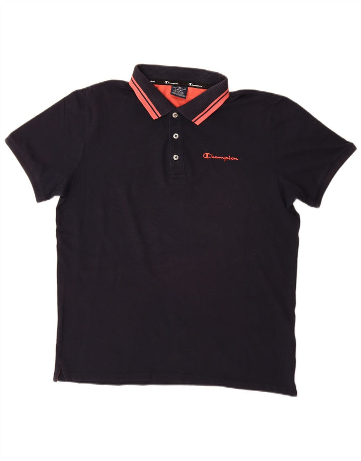 Champion Mens Polo Shirt Large Navy Blue Cotton