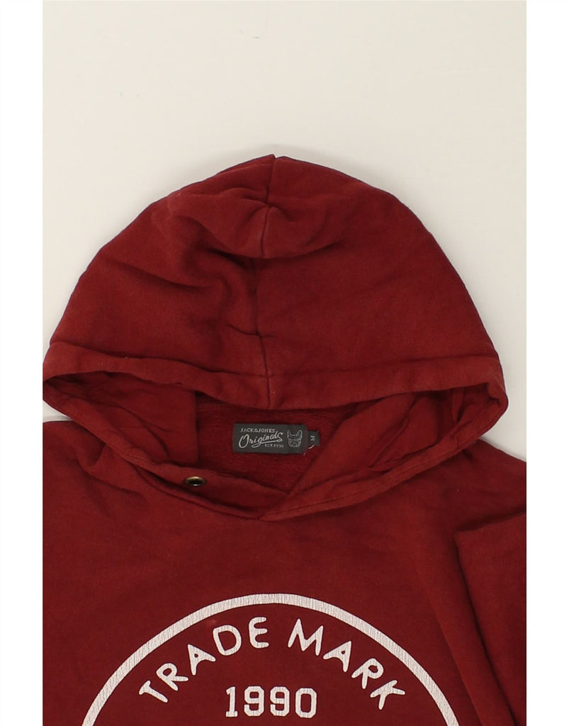 JACK & JONES Mens Graphic Hoodie Jumper Medium Burgundy Cotton | Vintage Jack & Jones | Thrift | Second-Hand Jack & Jones | Used Clothing | Messina Hembry 