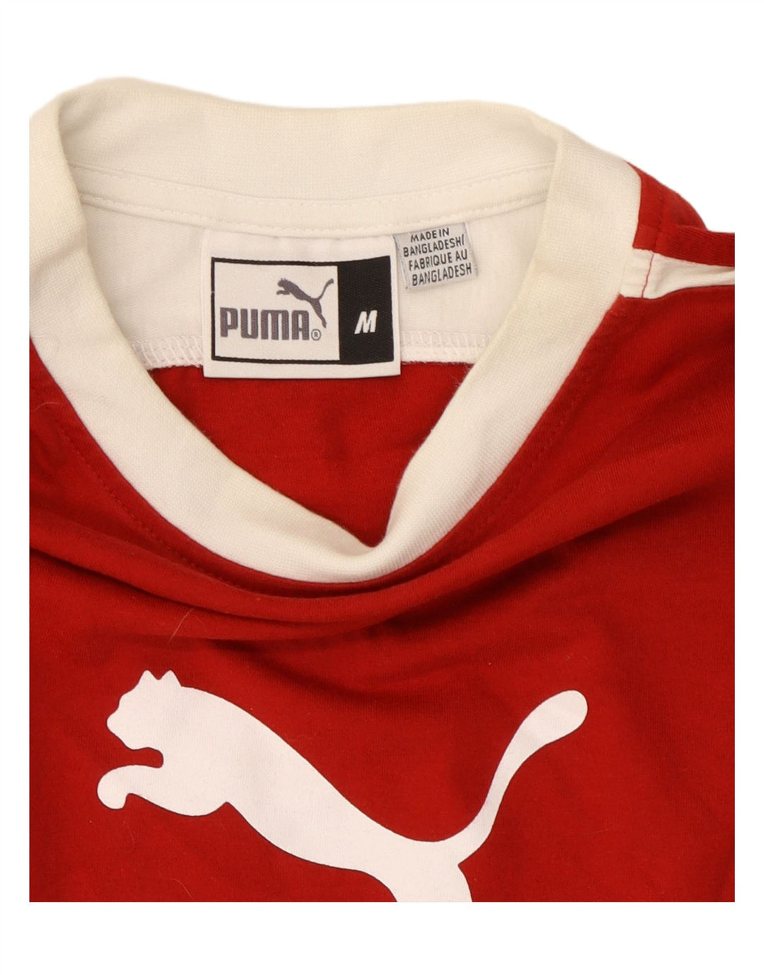PUMA Mens Graphic Top Long Sleeve Medium Red Colourblock