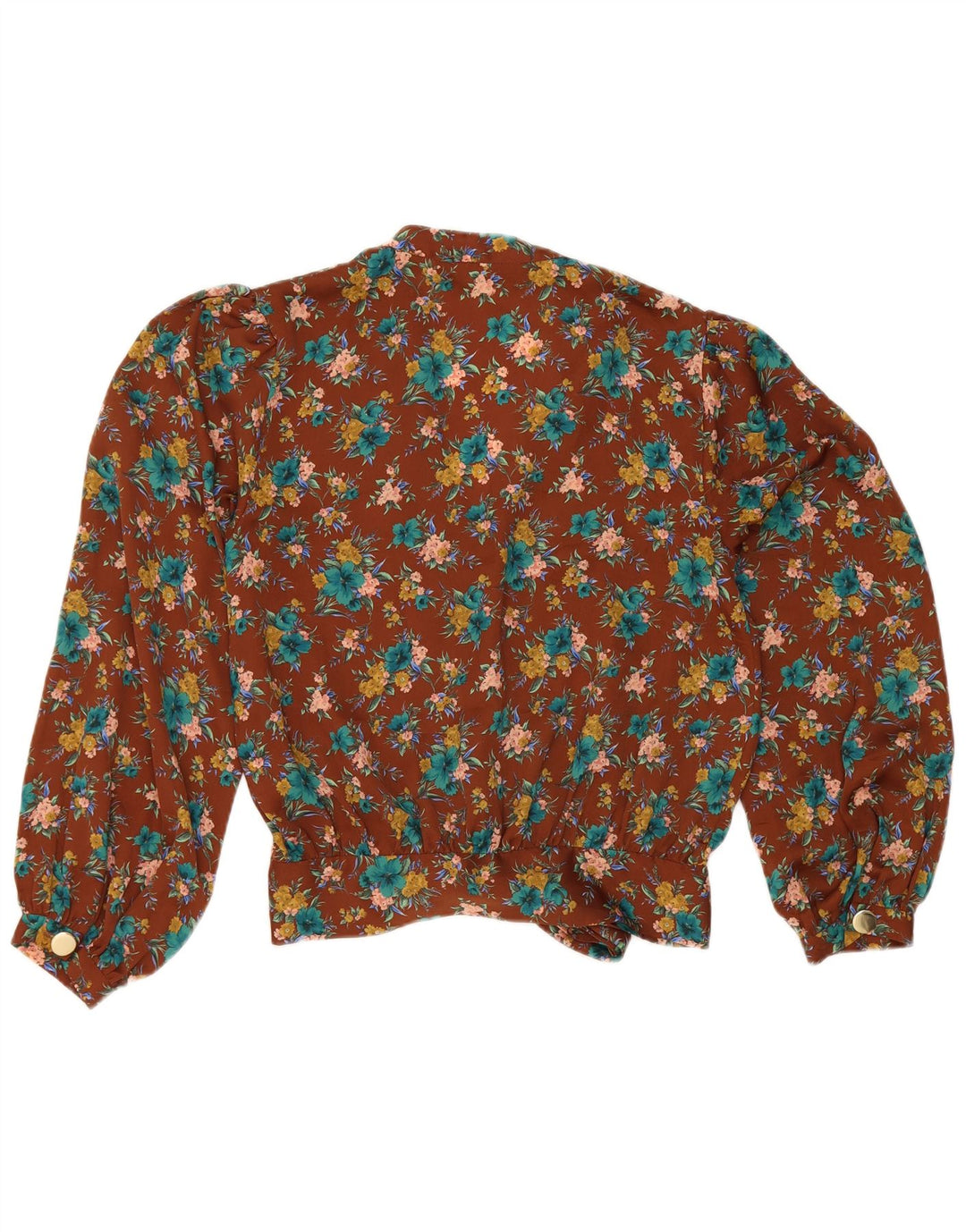 Zara Womens Shirt Blouse UK 10 Small Brown Floral Polyester