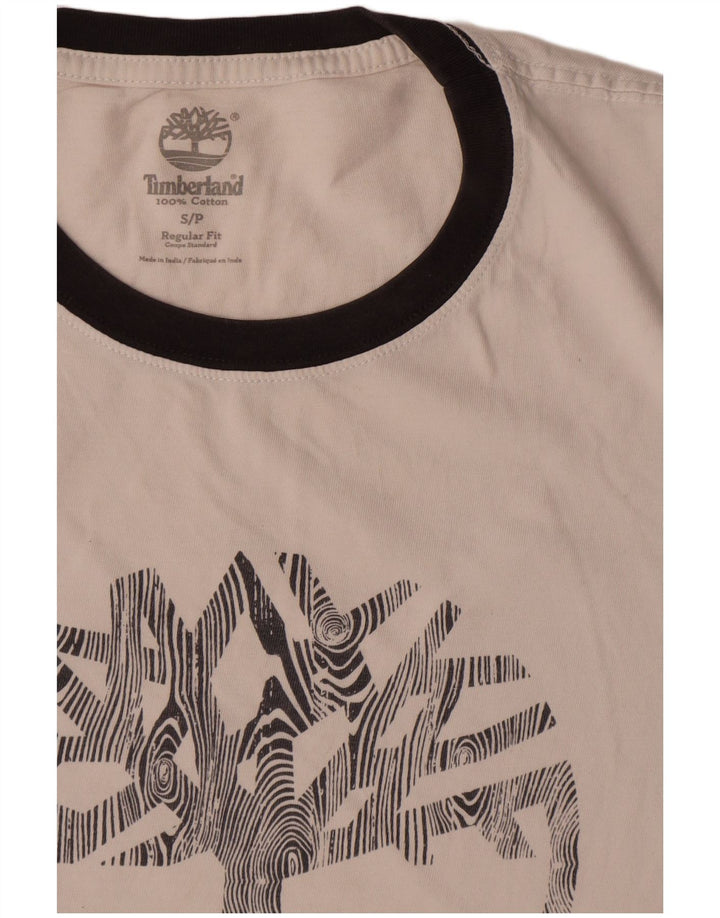 Timberland Mens Regular Fit Graphic T-Shirt Top Small White Cotton