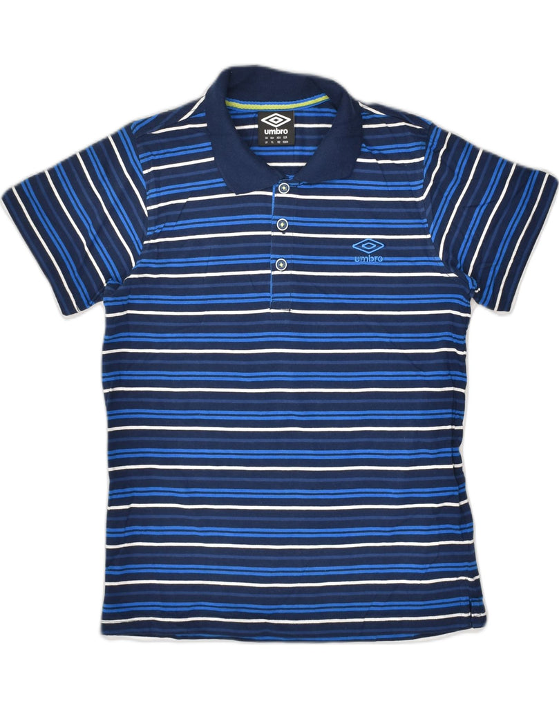 UMBRO Boys Polo Shirt 11-12 Years Blue Striped Cotton | Vintage Umbro | Thrift | Second-Hand Umbro | Used Clothing | Messina Hembry 