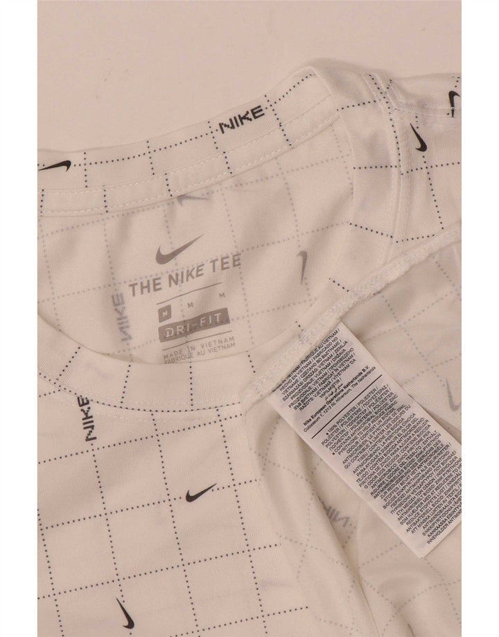 Nike Mens Dri Fit Graphic T-Shirt Top Medium White Check Polyester
