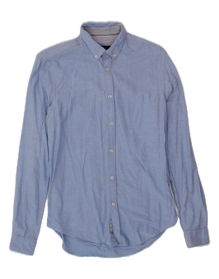 ZARA Mens Slim Fit Shirt Small Blue Cotton Vintage Zara and Second-Hand Zara from Messina Hembry 