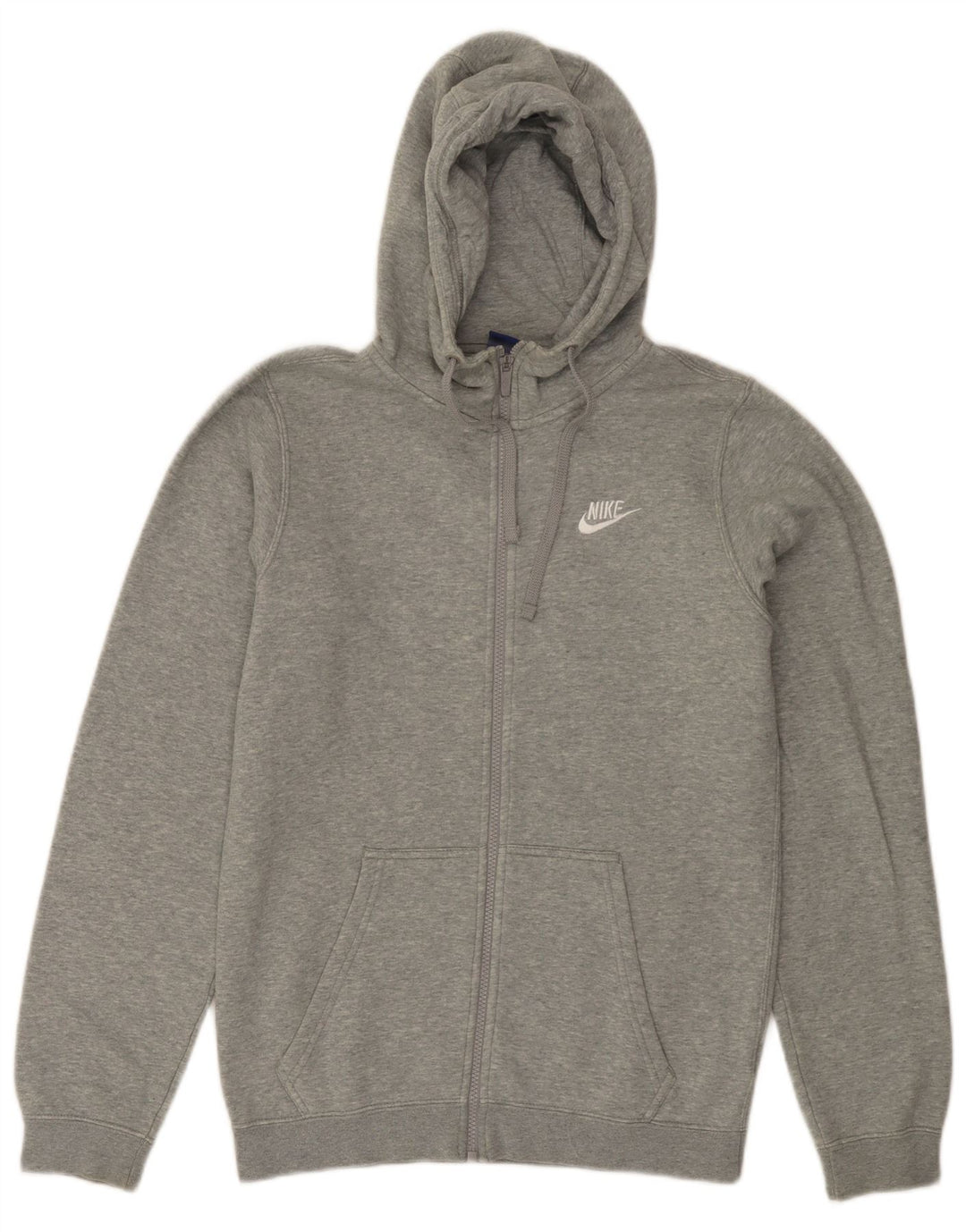 NIKE Mens Zip Hoodie Sweater XS Grey Cotton
