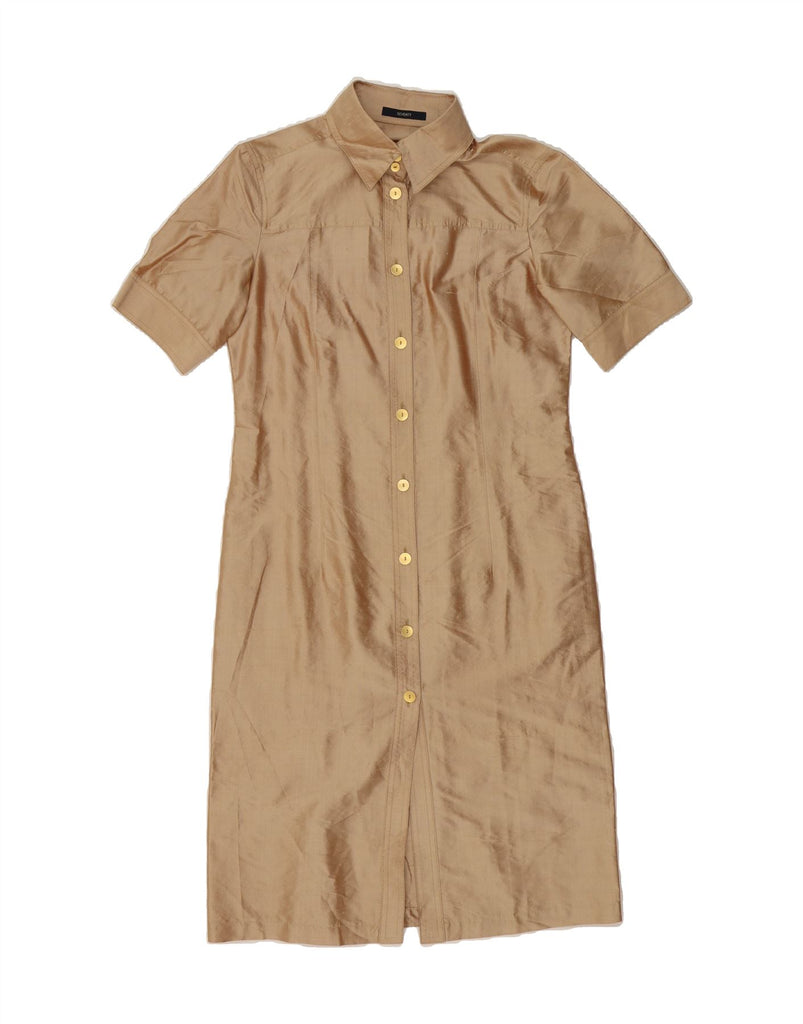 SEVENTY Womens Short Sleeves Shirt Dress UK 12 Medium Beige Vintage Seventy and Second-Hand Seventy from Messina Hembry 