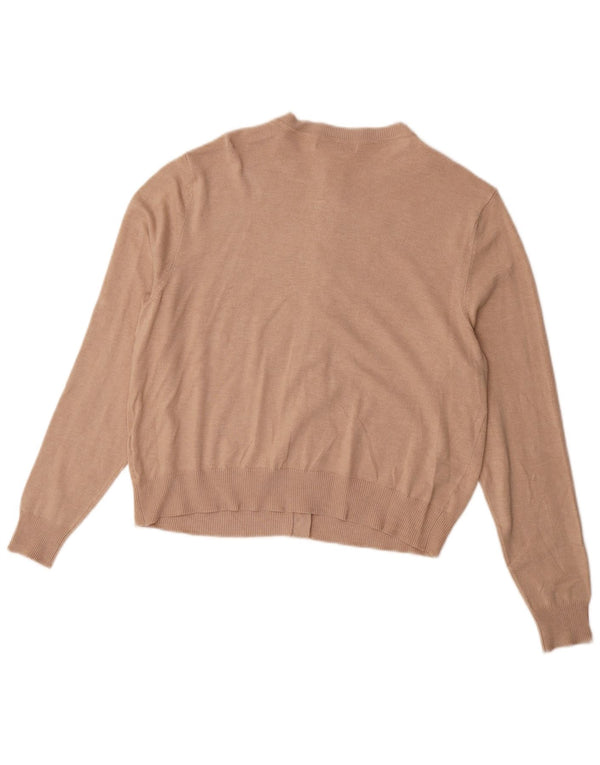 Marks & Spencer Womens Crop Cardigan Sweater UK 16 Large  Beige Viscose