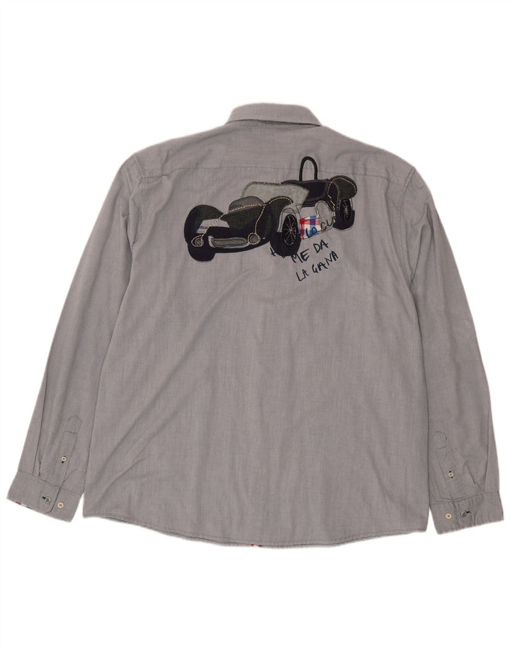 Desigual Mens Graphic Shirt 3XL Grey Polyester