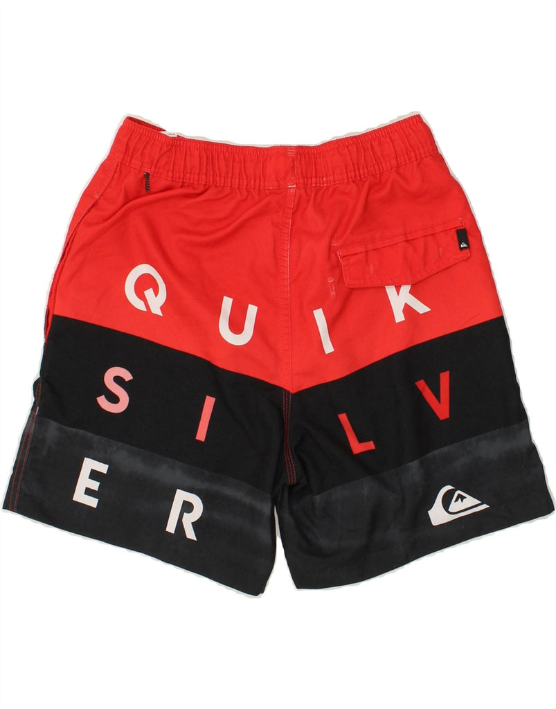 QUIKSILVER Mens Graphic Sport Shorts XS Red Colourblock Polyester | Vintage Quiksilver | Thrift | Second-Hand Quiksilver | Used Clothing | Messina Hembry 